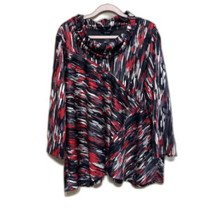 Ali Miles Cowl Neck Tunic Top Womens 2X Multicolor Lagenlook Art to Wear Boho